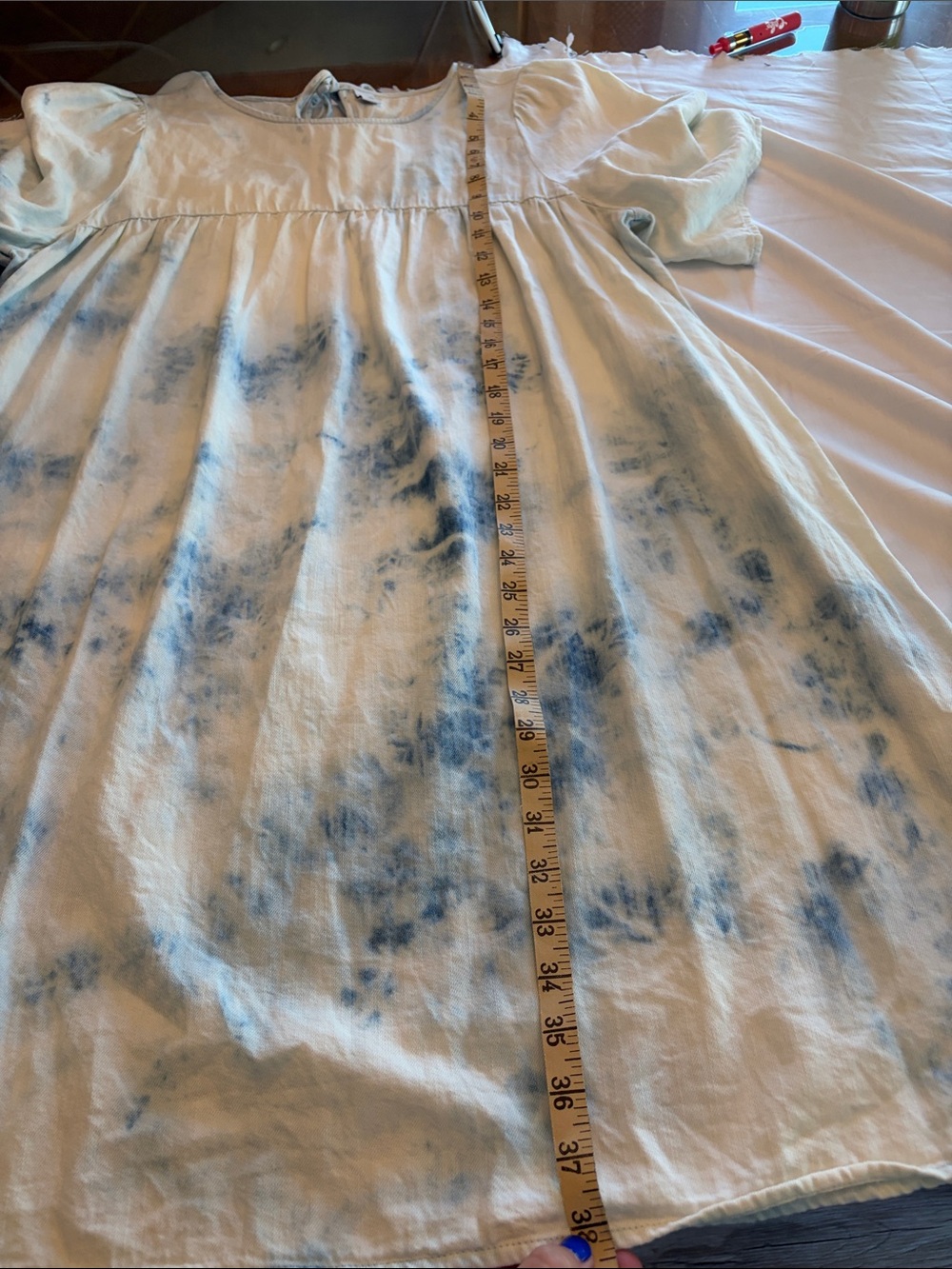 Old Navy Light Blue Tie-Dye Babydoll Dress - Picture 6 of 7